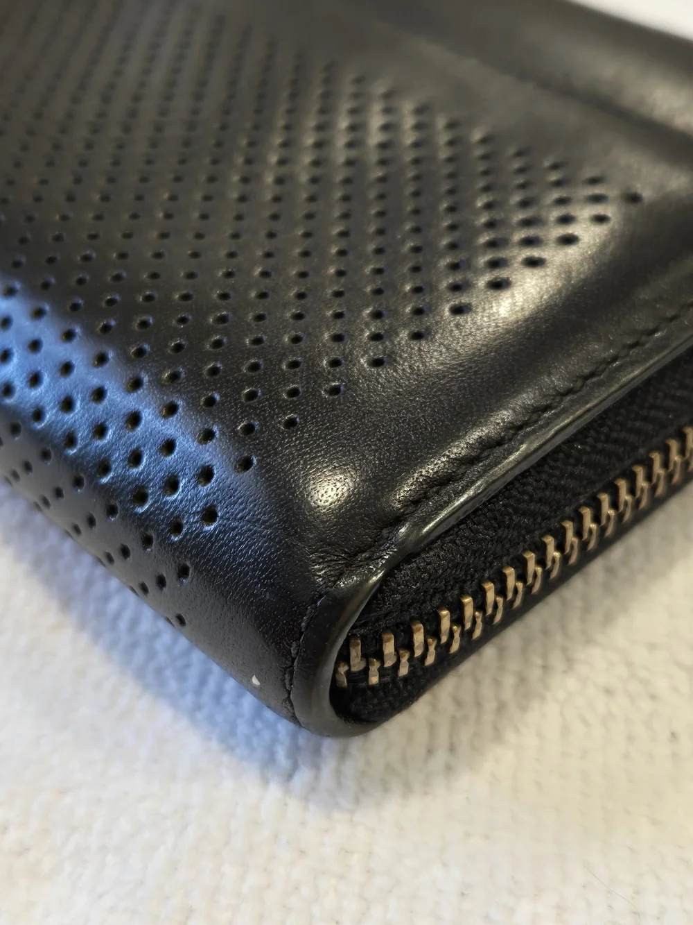 Coach Black Perforated Leather Zip Around Wallet - Picture 6 of 16